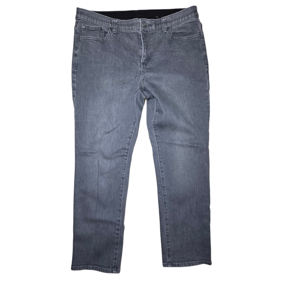 Christopher & Banks Petites Mid Rise Gray Straight Jeans 10P 32x27